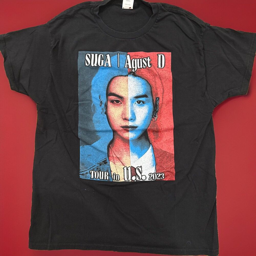 SUGA Agust D 2023 US Tour TShirt Size Large Black Hanes Tag GUC